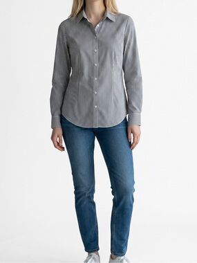 Chico’s Striped No Iron Coolmax Button Down Shirt, Size 1 (US 8/10)